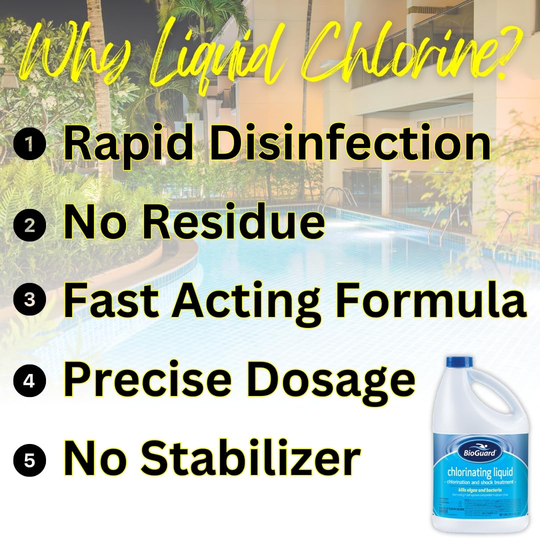 BioGuard Chlorinating Liquid - Swimming Pool & Spa Liquid Shock Treatment - Raises Chlorine - 1 Gallon