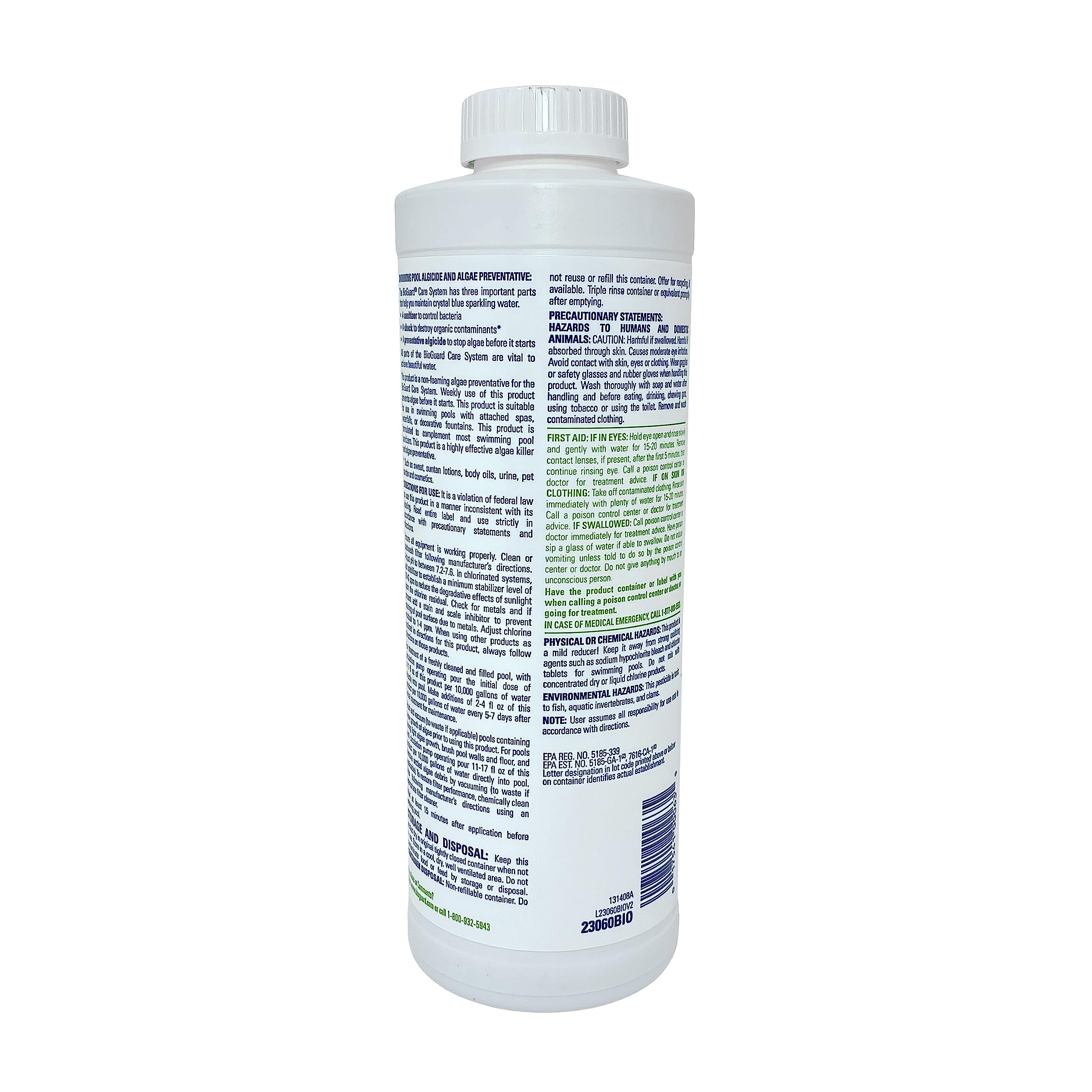 BioGuard Algae All 60 Non-Foaming Algae Preventative, 1 Quart, Single Pack