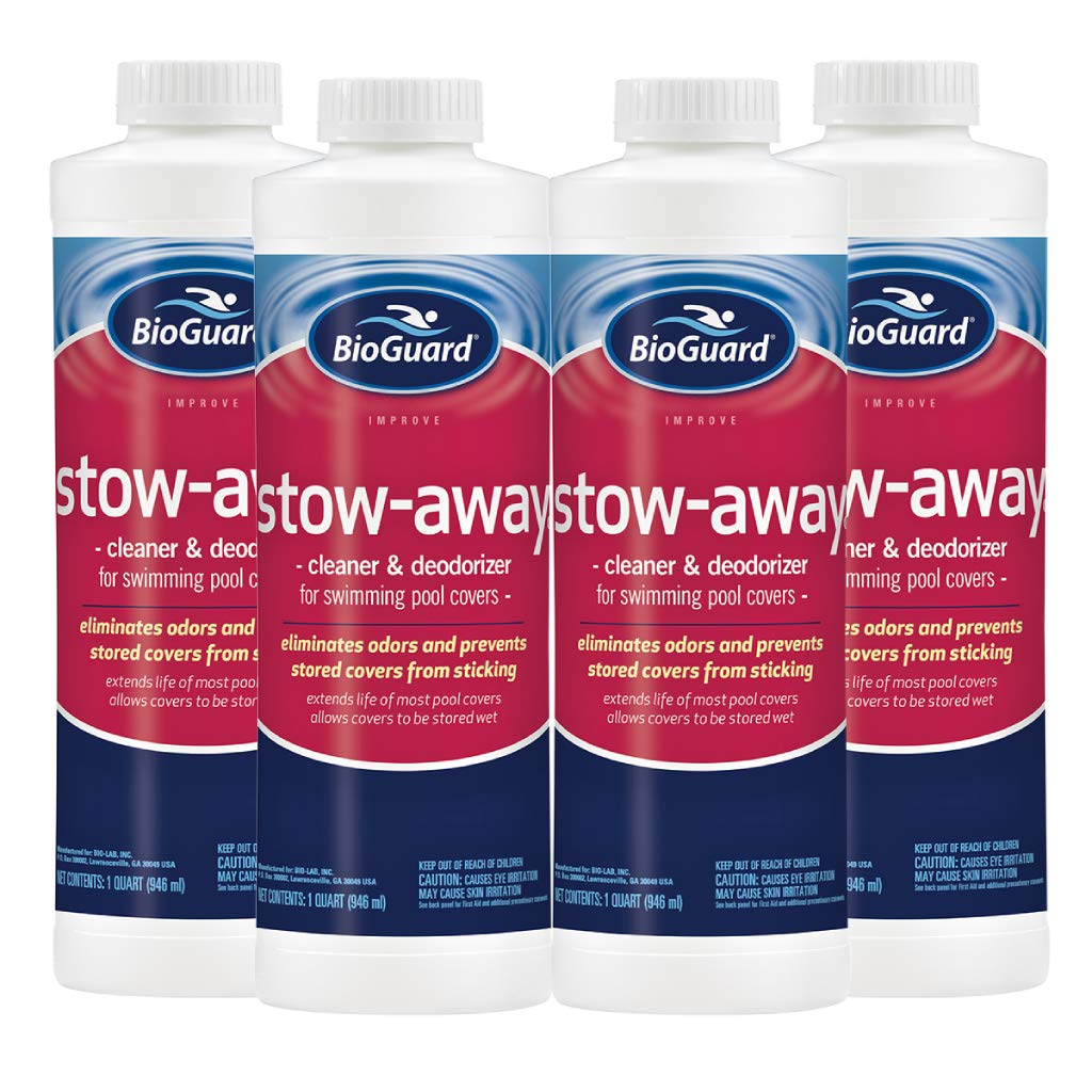 BioGuard Stow Away Cleaner & Deodorizer for Pool Cover, 1 Quart, 4 Pack