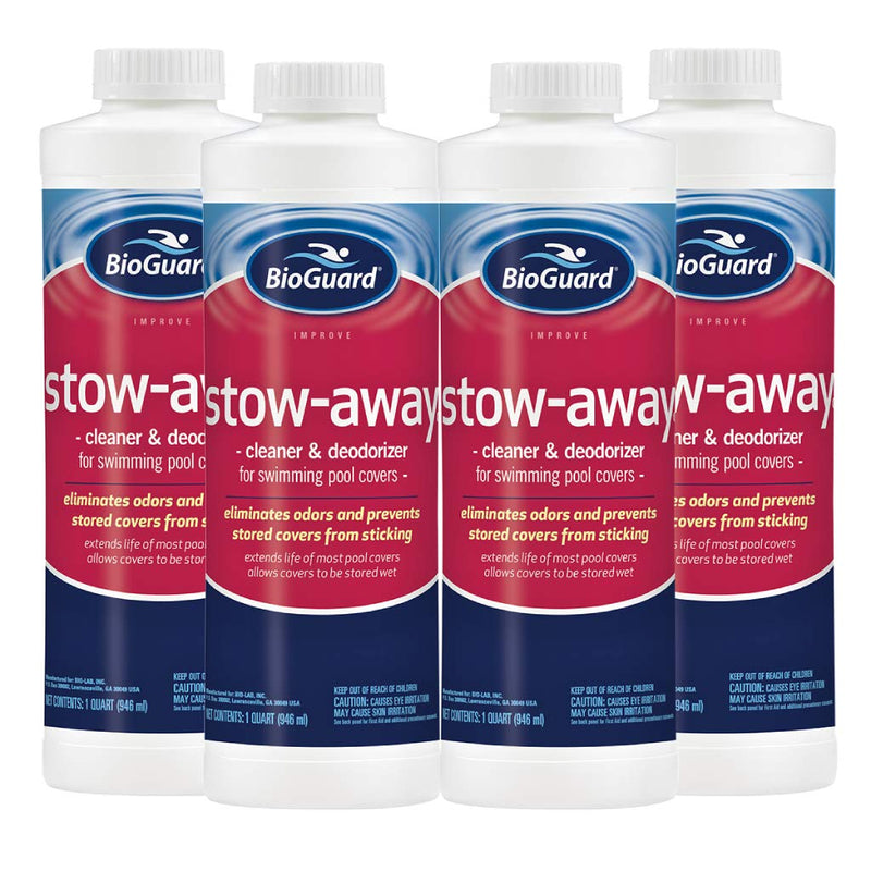 BioGuard Stow Away Cleaner & Deodorizer for Pool Cover, 1 Quart, 4 Pack