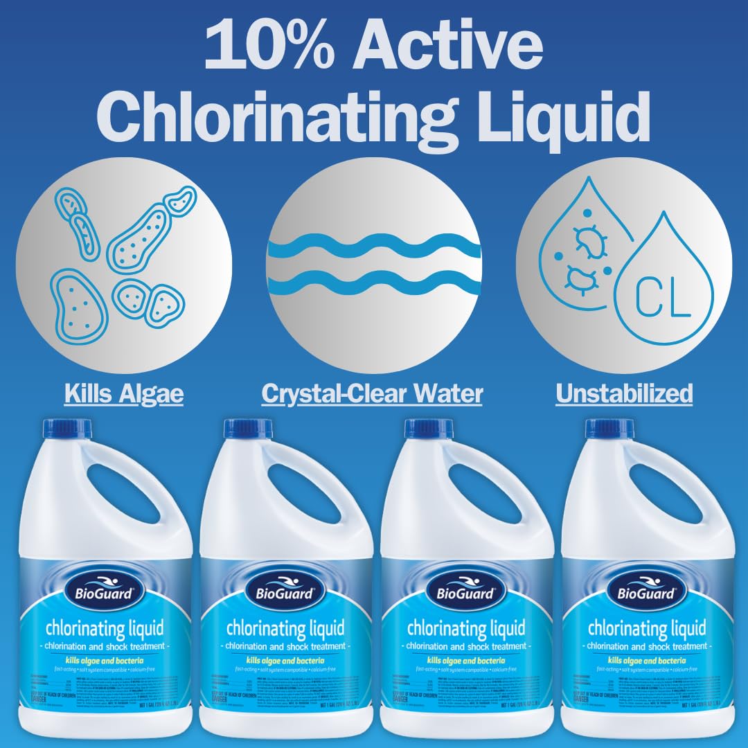 BioGuard Chlorinating Liquid - Swimming Pool & Spa Liquid Shock Treatment - Raises Chlorine - 1 Gallon