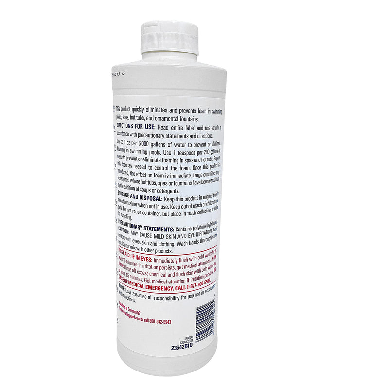 BioGuard Anti Foam Swimming Pool Foam Eliminator, 1 Quart, Single Pack
