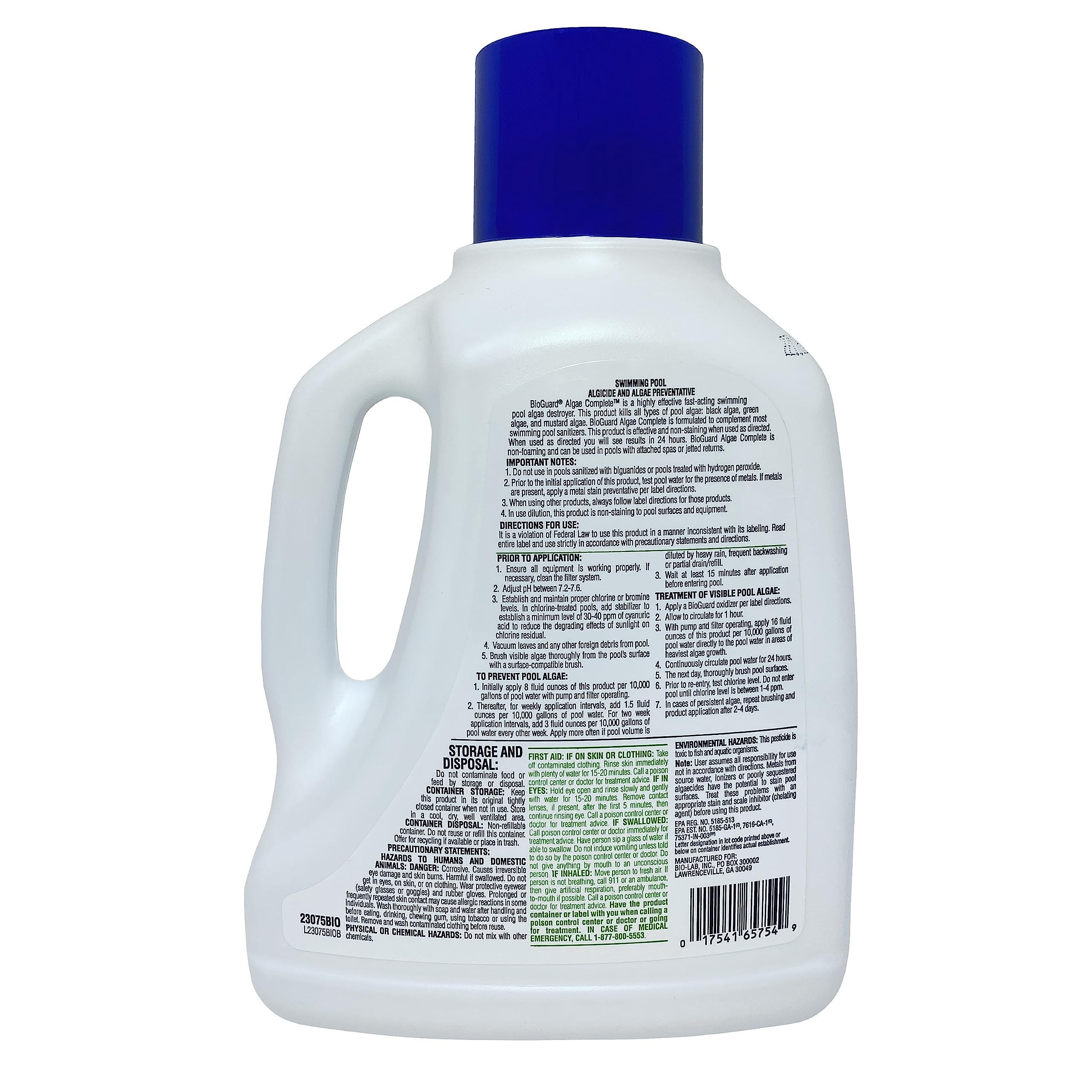 BioGuard Algae Complete Dual Action Algaecide, 2 Liter, Single Pack