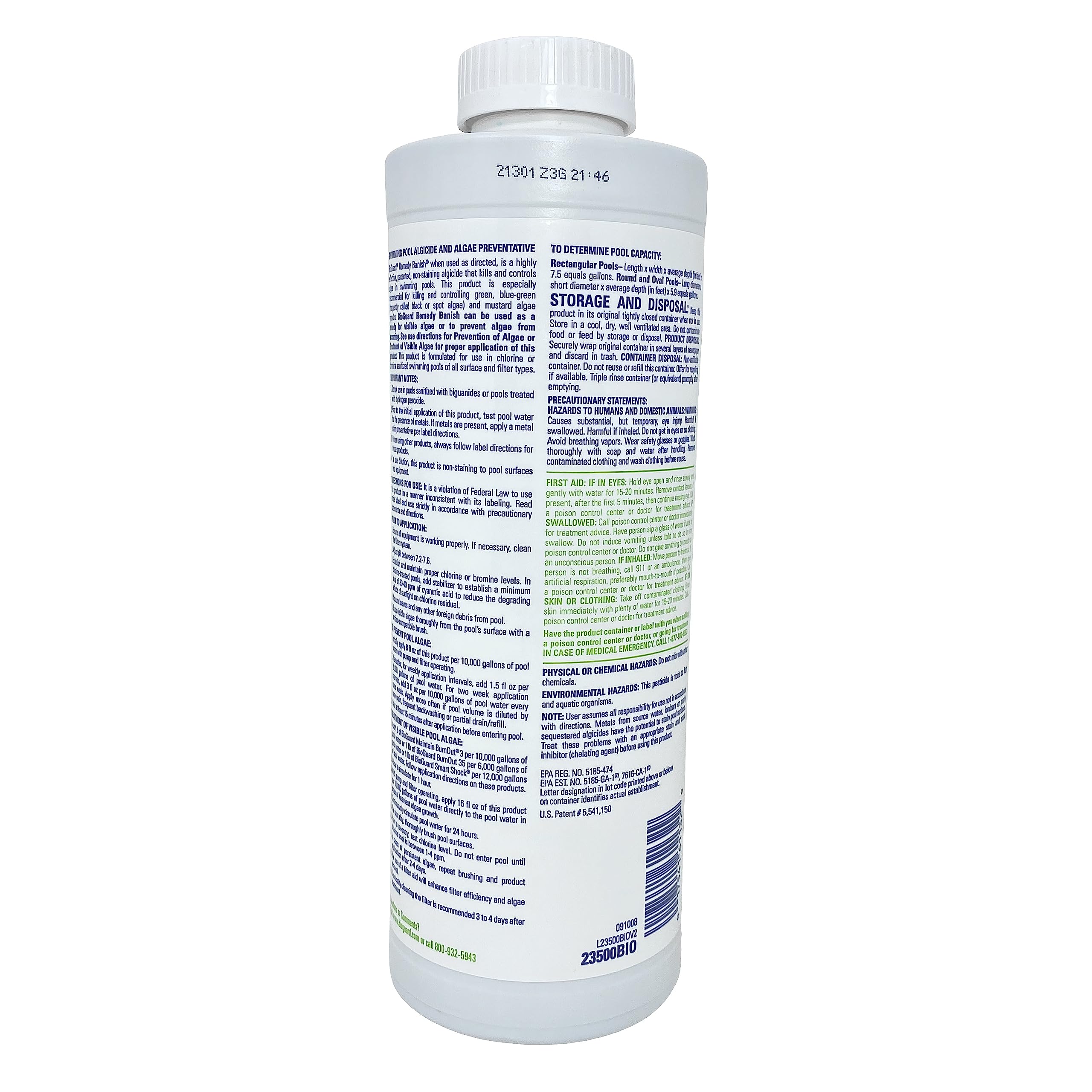 BioGuard Banish Pool Algae Preventative, 1 Quart, Single Pack