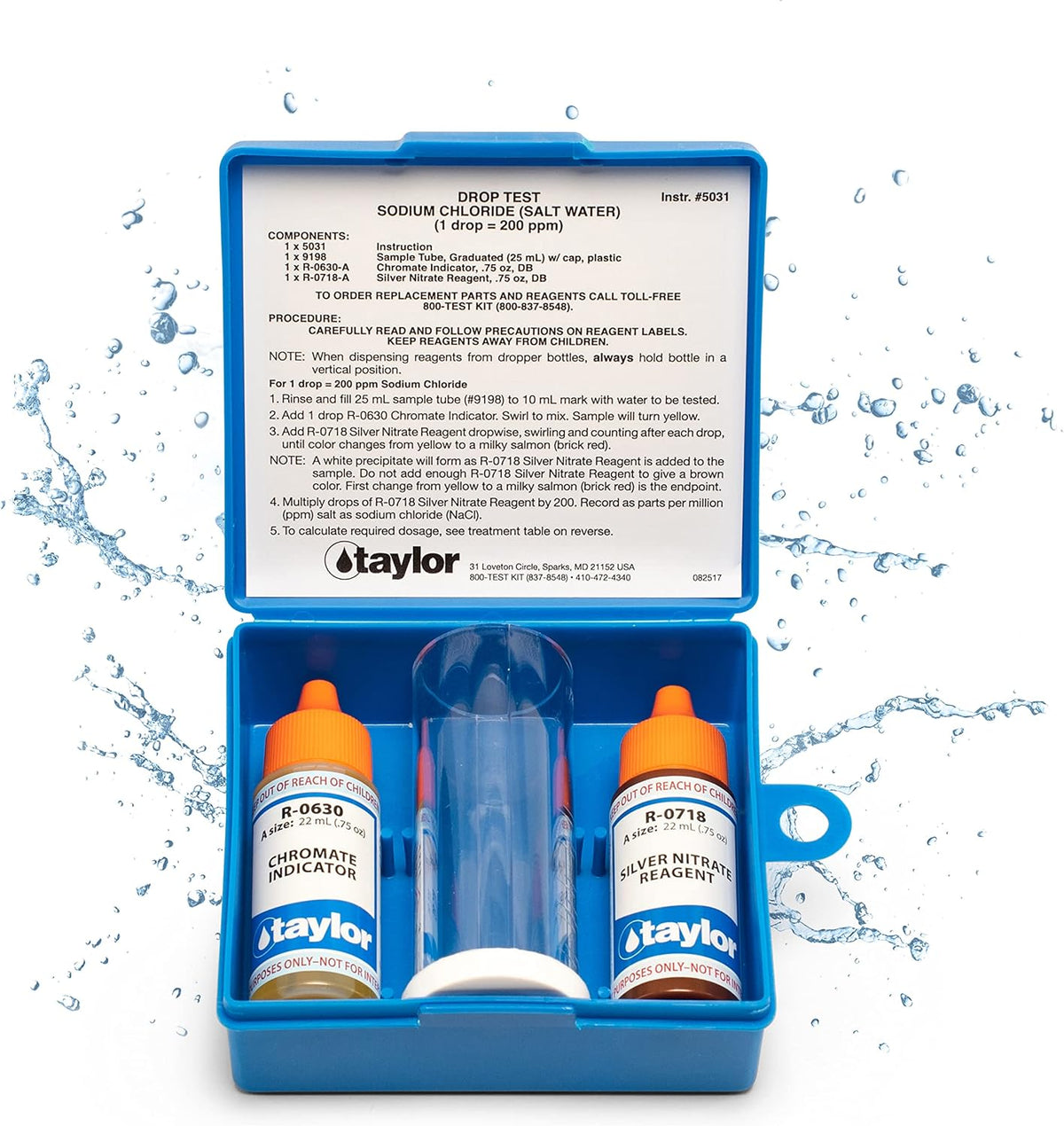 Taylor Technologies K-1766, Pool and Spa Sodium Chloride Test Kit