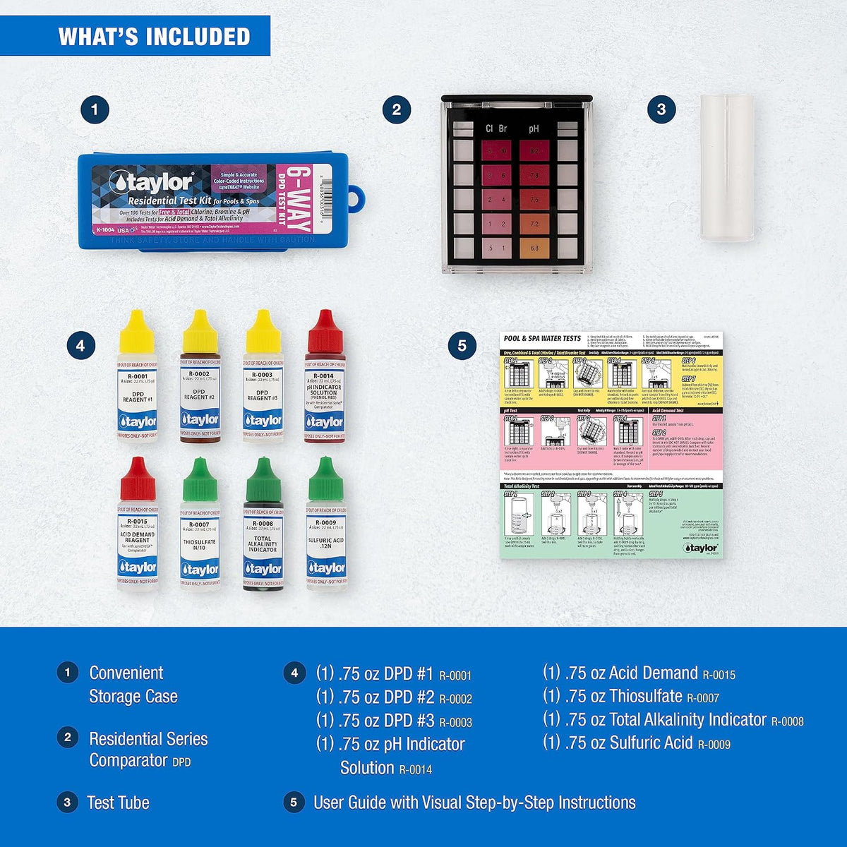 Taylor Technologies K-1004 DPD, 6-in-1 Pool Test Kit